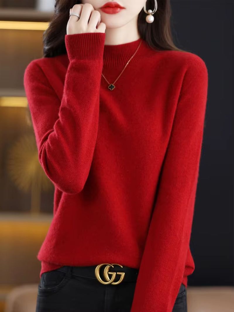 100% Merino Wool Cashmere Sweater Women Knitted Sweater Turtleneck Long Sleeve Pullovers Autumn Winter Clothing Warm Jumper Tops