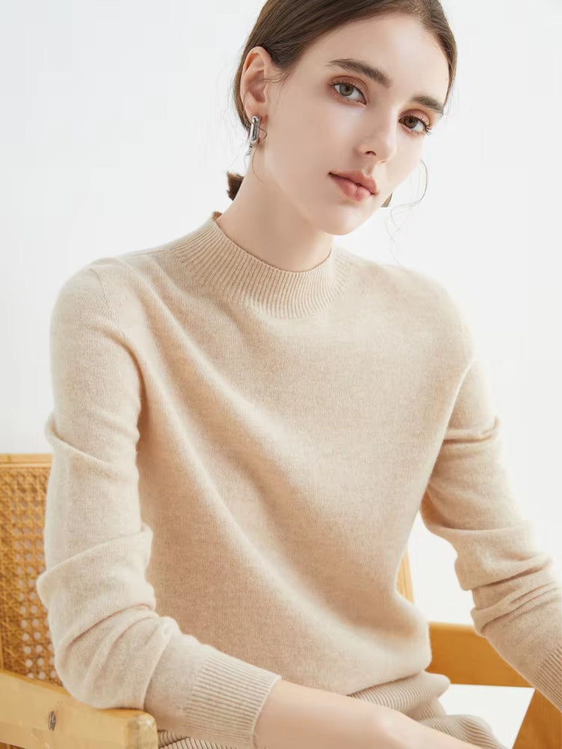 100% Merino Wool Cashmere Sweater Women Knitted Sweater Turtleneck Long Sleeve Pullovers Autumn Winter Clothing Warm Jumper Tops