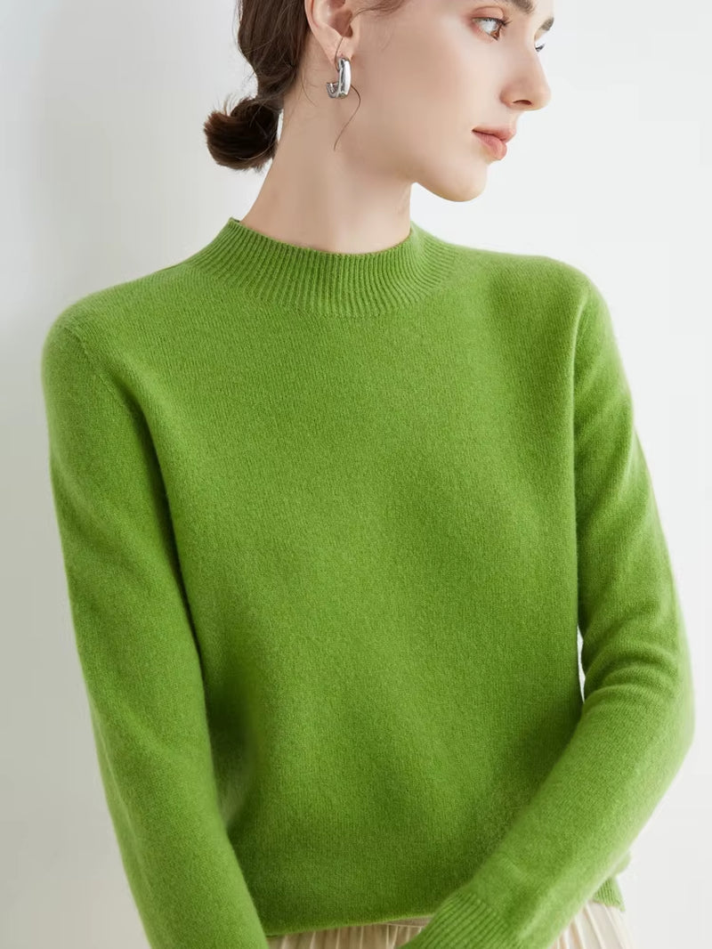 100% Merino Wool Cashmere Sweater Women Knitted Sweater Turtleneck Long Sleeve Pullovers Autumn Winter Clothing Warm Jumper Tops