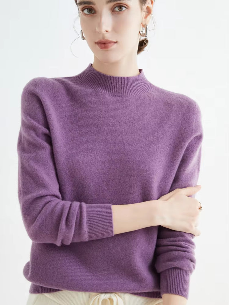 100% Merino Wool Cashmere Sweater Women Knitted Sweater Turtleneck Long Sleeve Pullovers Autumn Winter Clothing Warm Jumper Tops