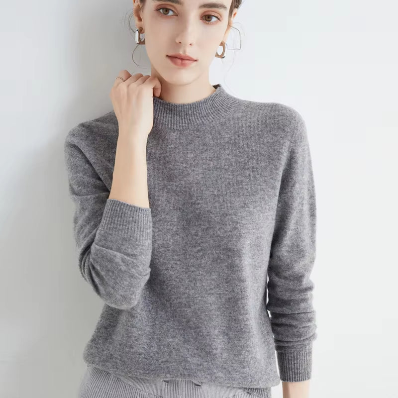 100% Merino Wool Cashmere Sweater Women Knitted Sweater Turtleneck Long Sleeve Pullovers Autumn Winter Clothing Warm Jumper Tops