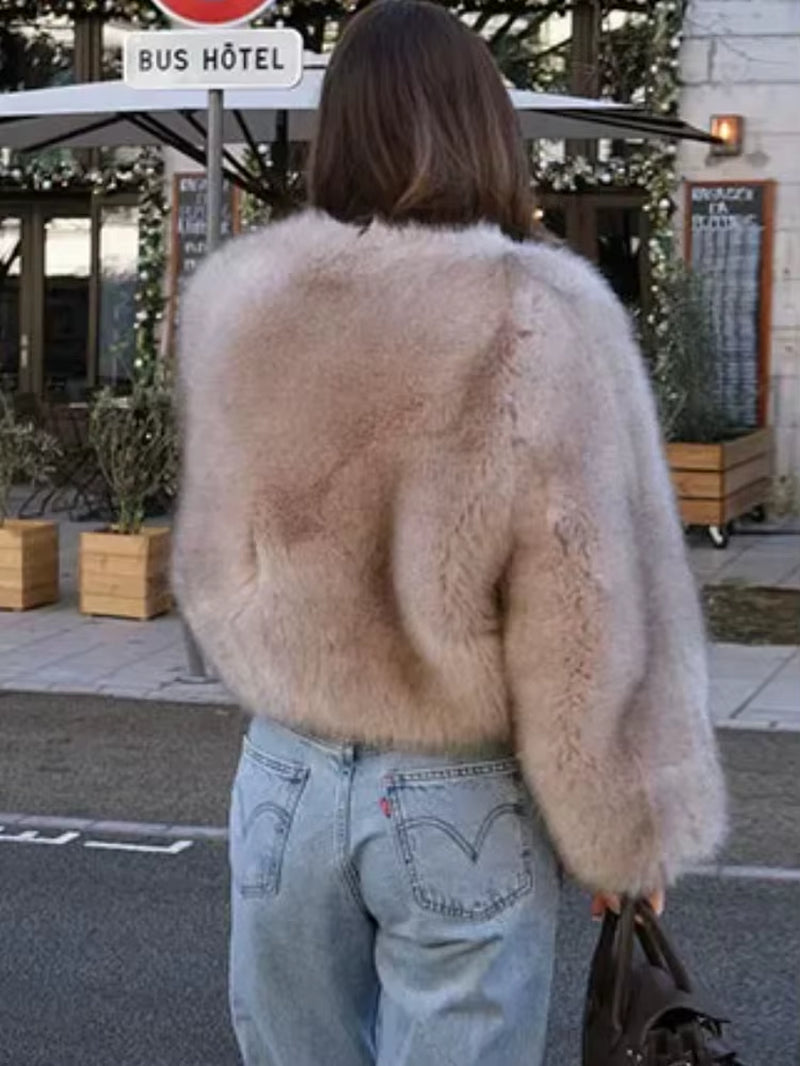 2024 Women Faux Fur Coat Autumn Winter High Quality Fluffy Short Coat Faux Fur Jacket Ladies Furry Fashion Coat