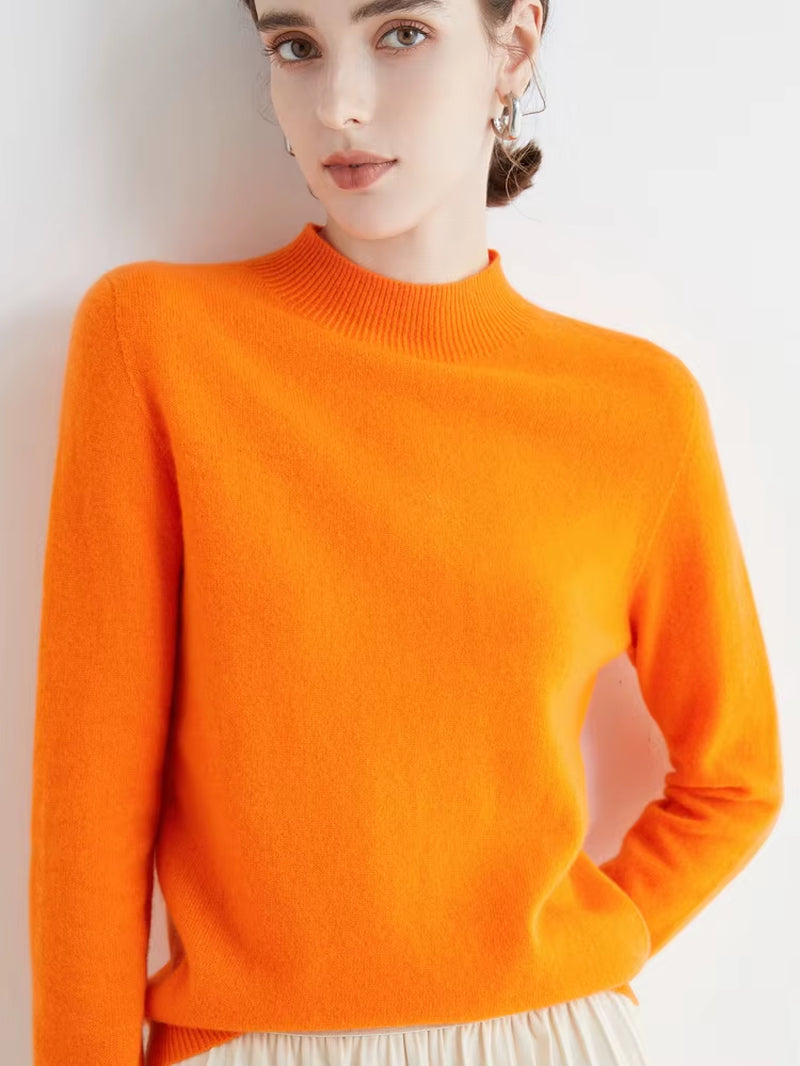 100% Merino Wool Cashmere Sweater Women Knitted Sweater Turtleneck Long Sleeve Pullovers Autumn Winter Clothing Warm Jumper Tops