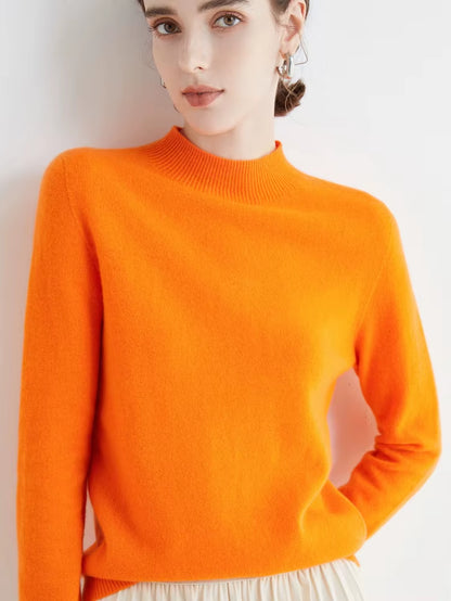 100% Merino Wool Cashmere Sweater Women Knitted Sweater Turtleneck Long Sleeve Pullovers Autumn Winter Clothing Warm Jumper Tops