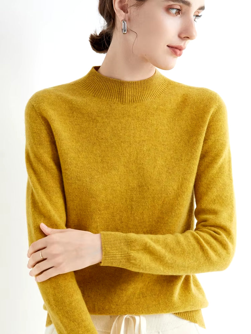 100% Merino Wool Cashmere Sweater Women Knitted Sweater Turtleneck Long Sleeve Pullovers Autumn Winter Clothing Warm Jumper Tops